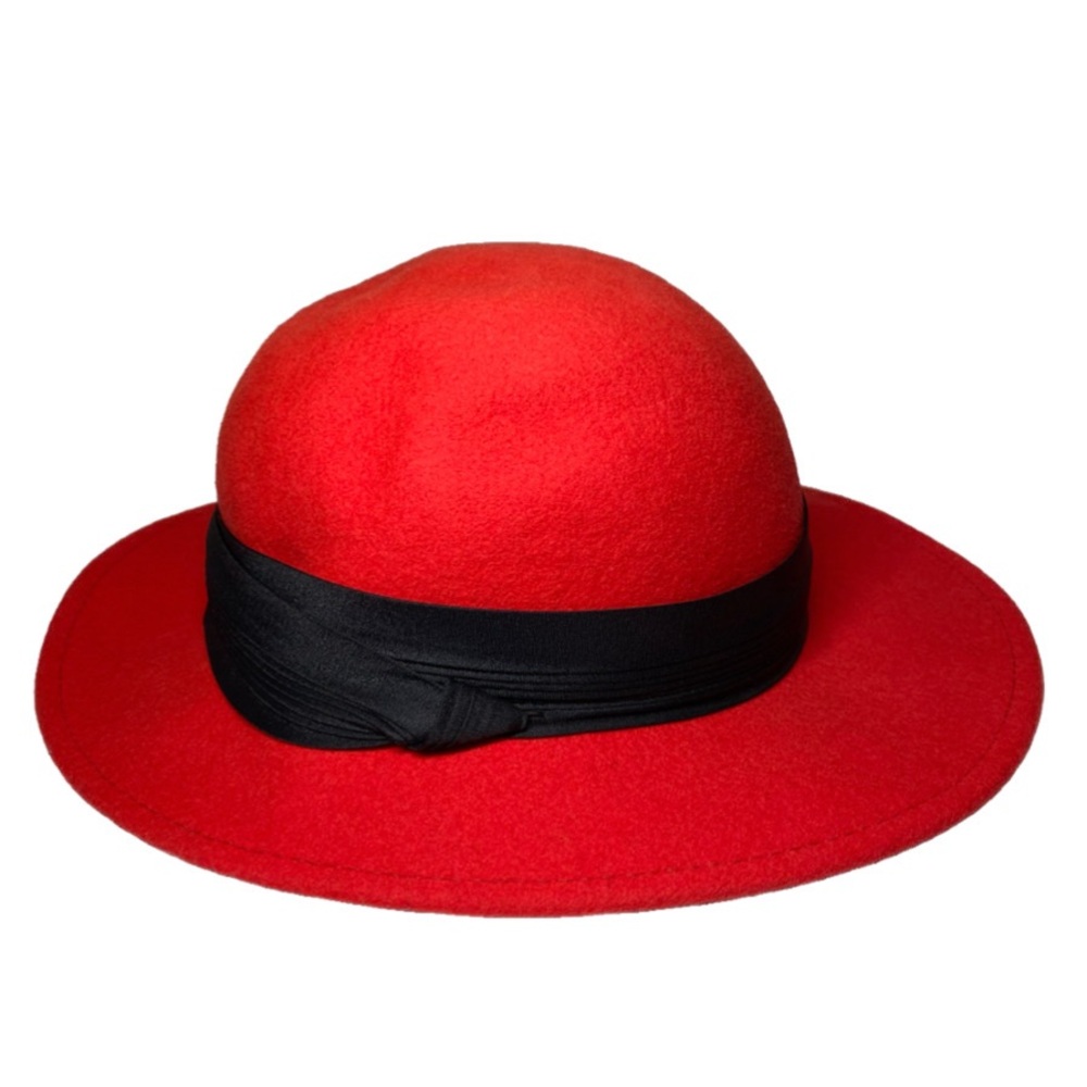 Vintage Doeskin 100% Felt Wool Bollman & Co Hat Women’s Red & Black Fedora, USA